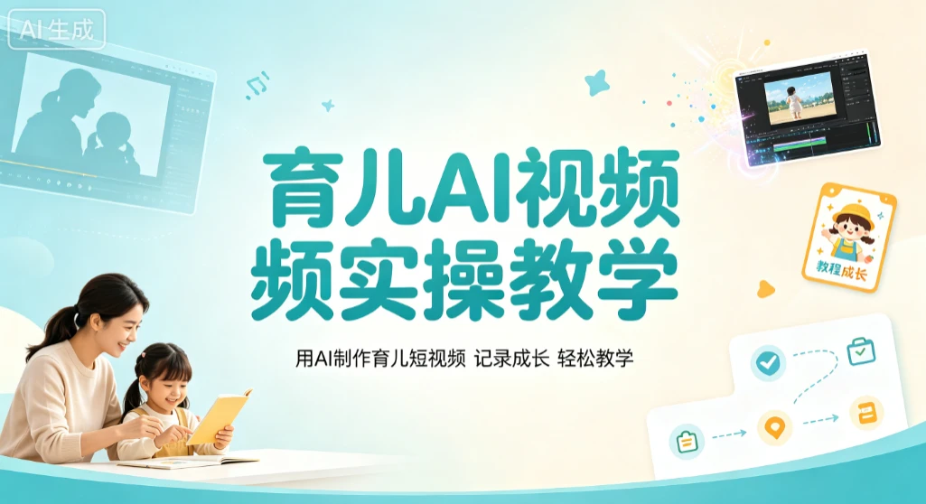 【精】育儿AI视频实操教学，用AI制作育儿短视频，记录成长轻松教学-优优云网创