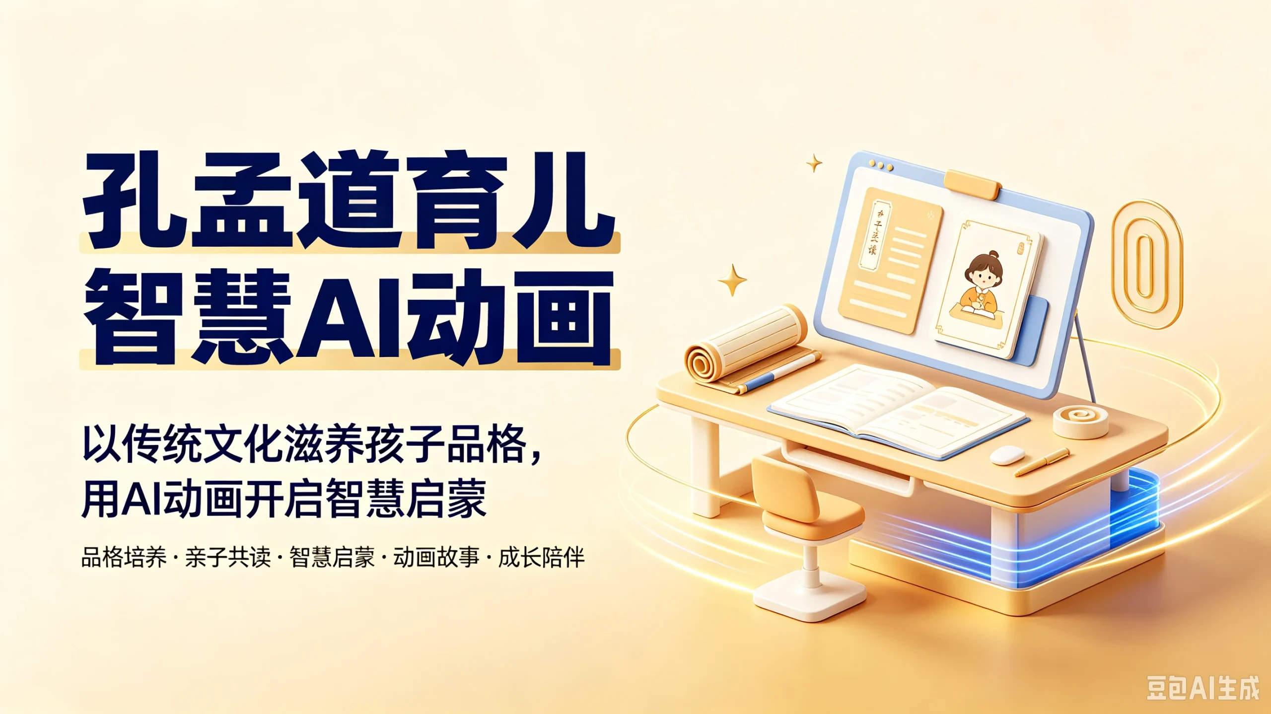 【精】孔孟道育儿智慧AI动画，以传统文化滋养孩子品格，用AI动画开启智慧启蒙，品格培养、亲子共读、智慧启蒙、动画故事、成长陪伴-啥好玩副业网