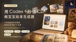 (19415期)AI应用实战案例,用Codex+秒悟CLl做宝宝绘本生成器,小白也能把生活想法变成可访问的AI应用-优优云网创