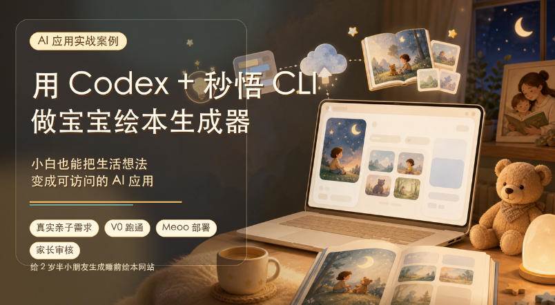 （19415期）AI应用实战案例，用Codex+秒悟CLl做宝宝绘本生成器，小白也能把生活想法变成可访问的AI应用-优优云网创