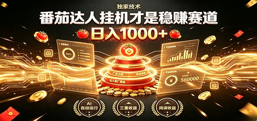 别再瞎找副业！番茄达人挂机才是稳赚赛道 日入1000+-优优云网创