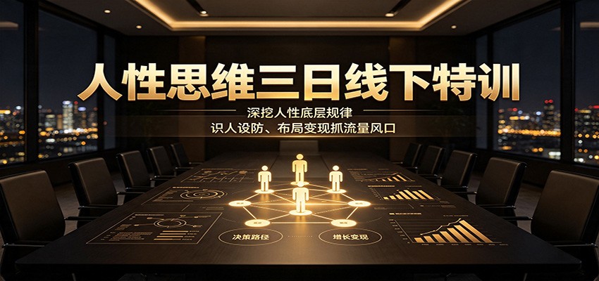 人性思维三日线下特训:深挖人性底层规律,识人设防、布局变现抓流量风口-优优云网创