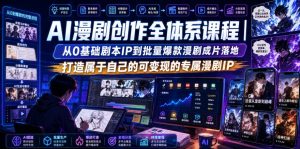 AI漫剧创作全体系课程｜从0基础剧本IP到批量爆款漫剧成片落地，打造属于自己的可变现的专属漫剧IP-优优云网创