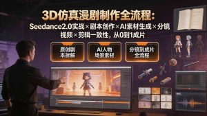 （19341期）3D仿真漫剧制作全流程：Seedance2.0实战×剧本创作×AI素材生成×分镜视频×剪辑一致性，从0到1成片-优优云网创