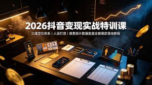 (19419期)2026抖音变现实战特训课:三维定位体系|人设打造|像素拆片数据复盘全套爆款落地教程-优优云网创