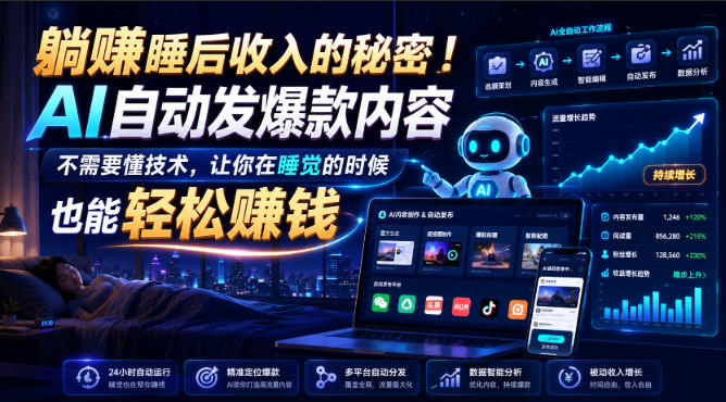 躺賺睡后收入的秘密!AI自动发爆款内容,不需要懂技术,让你在睡觉的时候也能轻松賺钱【原创双语字幕】-优优云网创