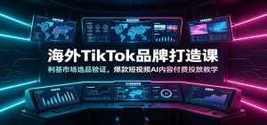 海外TikTok品牌打造课：利基市场选品验证，爆款短视频AI内容付费投放教学-优优云网创