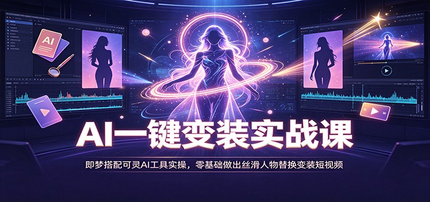 AI一键变装实战课:即梦搭配可灵AI工具实操,零基础做出丝滑人物替换变装短视频-优优云网创