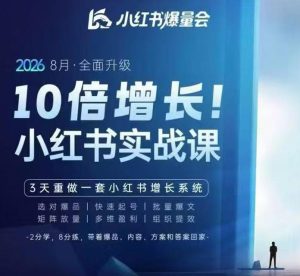 戴小胖·8月28-30号线下课视频20小时,小红书爆量会实战课,6大系统全新升级,3天重做一套小红书增长系统-优优云网创