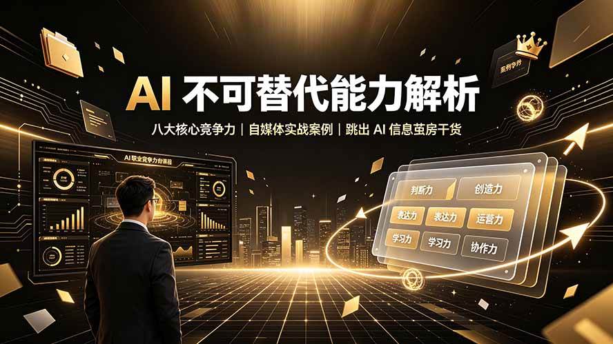 （19344期）付费文章：AI 不可替代能力解析▸八大核心竞争力｜自媒体实战案例｜跳出 AI 信息茧房干货-优优云网创