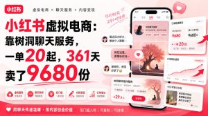 小红书虚拟电商：靠树洞聊天服务，一单20起，361天卖了9680份-优优云网创