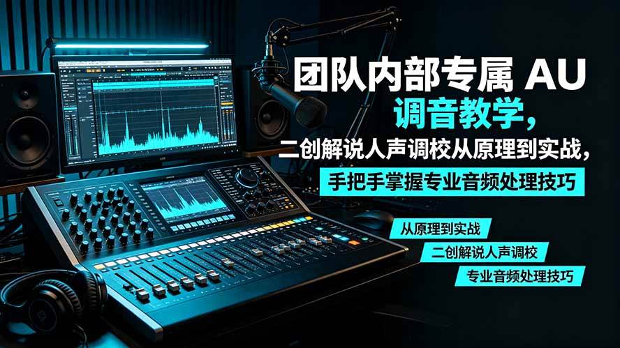 （19517期）某大佬团队内部专属 AU 调音教学，二创解说人声调校从原理到实战，手把手掌握专业音频处理技巧-优优云网创