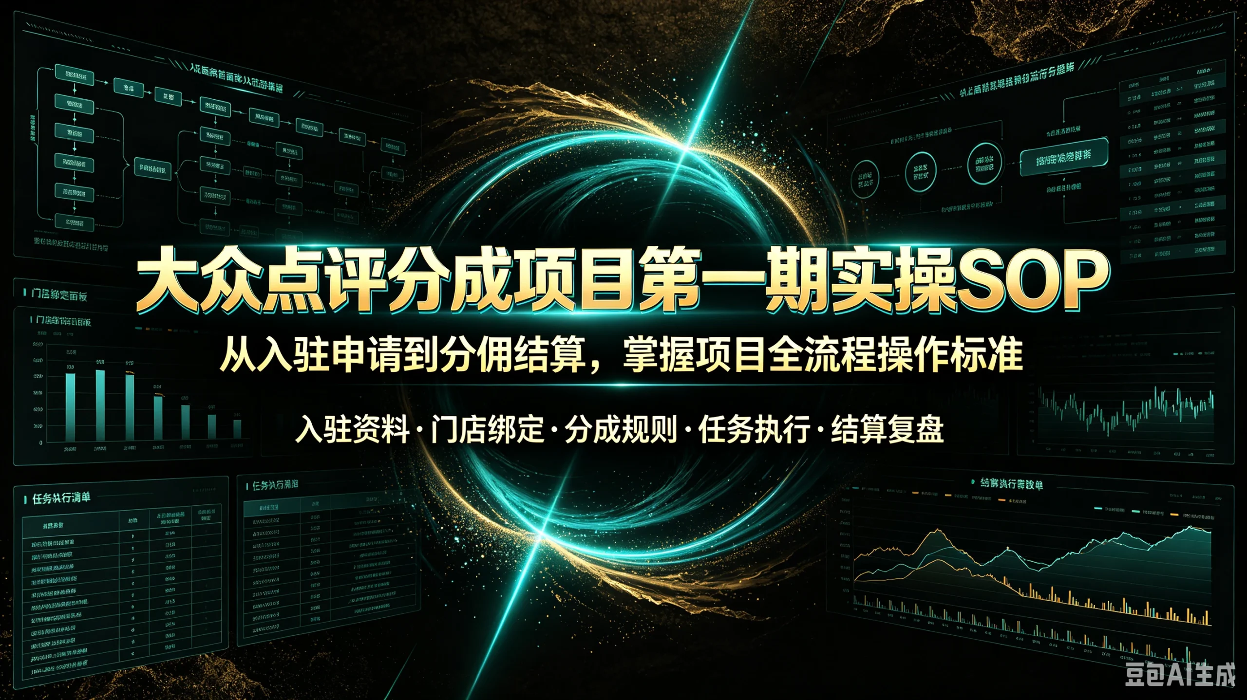 【精】大众点评分成项目第一期实操SOP，从入驻申请到分佣结算，掌握项目全流程操作标准，入驻资料、门店绑定、分成规则、任务执行、结算复盘-啥好玩副业网