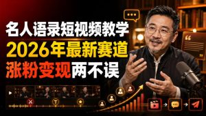 名人语录短视频教学,2026年最新赛道,涨粉变现两不误-优优云网创