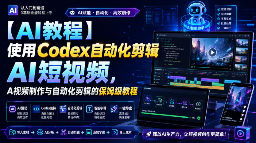 【AI教程】使用Codex自动化剪辑AI短视频,AI视频制作与自动化剪辑的保姆级教程-优优云网创