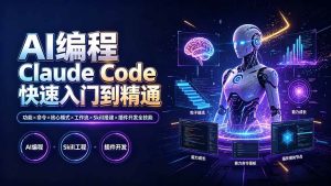（19306期）AI编程 Claude Code快速入门到精通：功能×命令×核心模式×工作流×Skill搭建×插件开发全技能-优优云网创