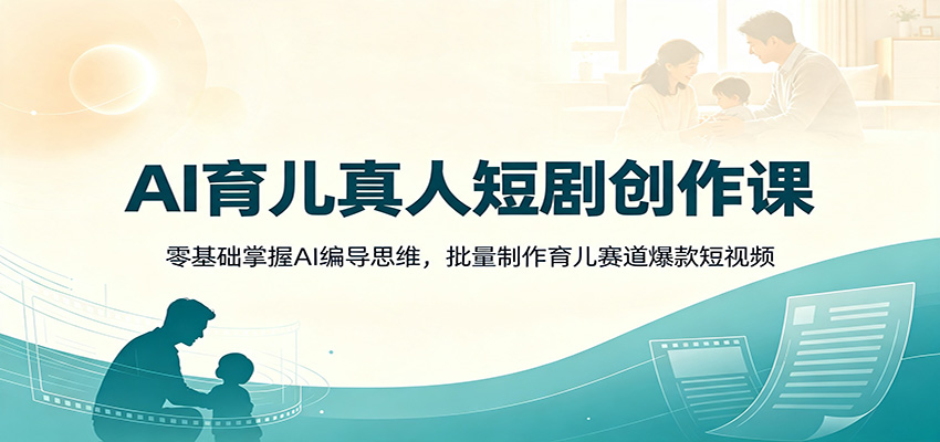 AI育儿真人短剧创作课：零基础掌握AI编导思维，批量制作育儿赛道爆款短视频-优优云网创