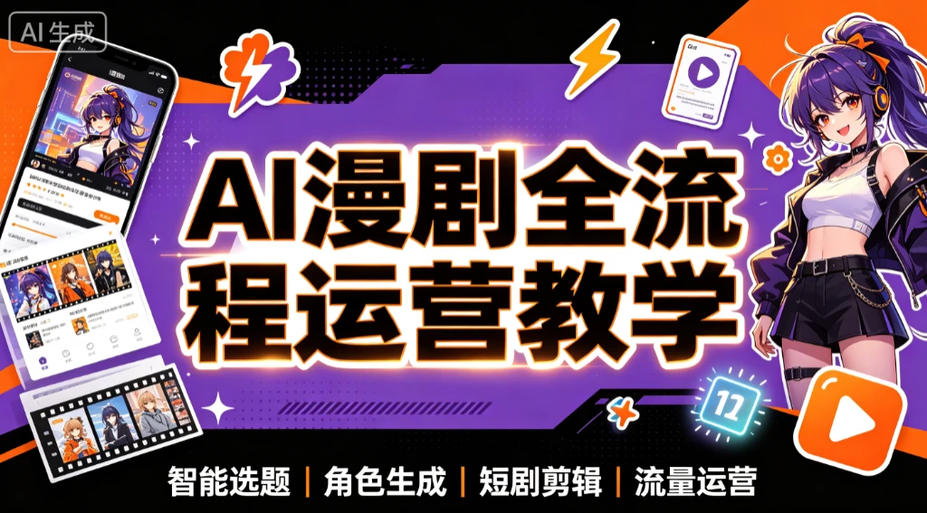 【精】AI漫剧全流程运营教学,从选题策划到账号增长,AI漫剧实战训练-优优云网创