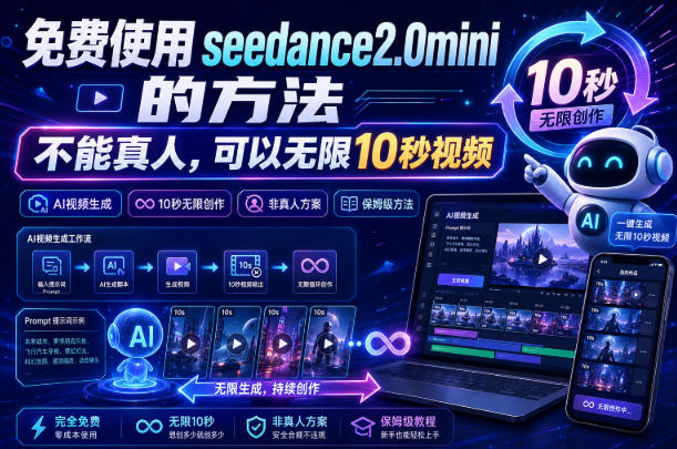 免费使用seedance2.0mini的方法,不能真人,可以无限10秒视频,9图+3音频参考-优优云网创