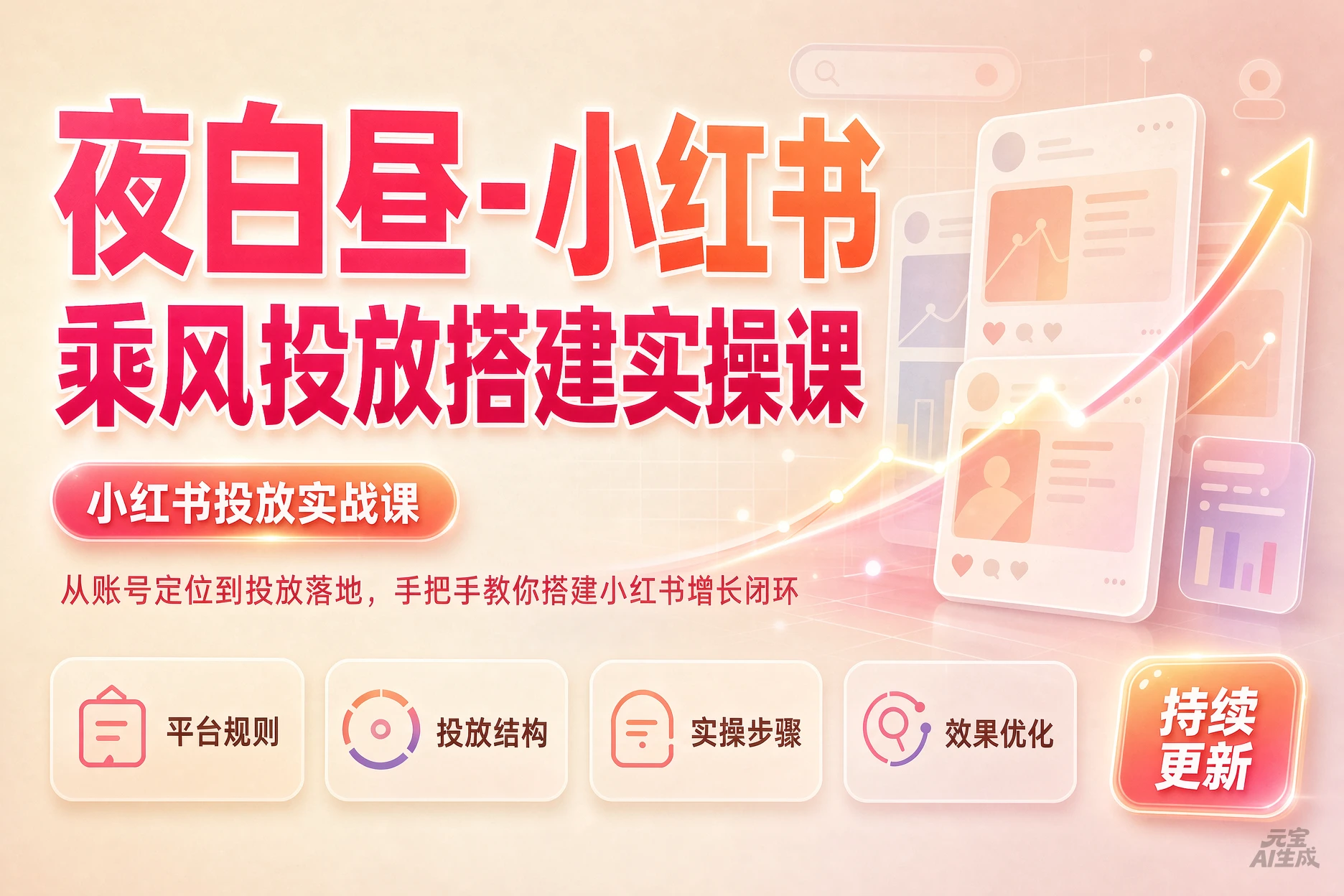 【精】夜白昼-小红书乘风投放实操课,开户返点标准投搭建莱卡定向,新店建模撬动笔记自然流量-优优云网创