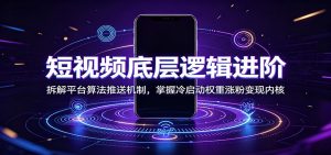 短视频底层逻辑进阶:拆解平台算法推送机制,掌握冷启动权重涨粉变现内核-优优云网创