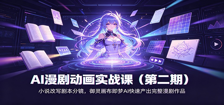 AI漫剧动画实战课（第二期)：小说改写剧本分镜，御灵画布即梦AI快速产出完整漫剧作品-优优云网创