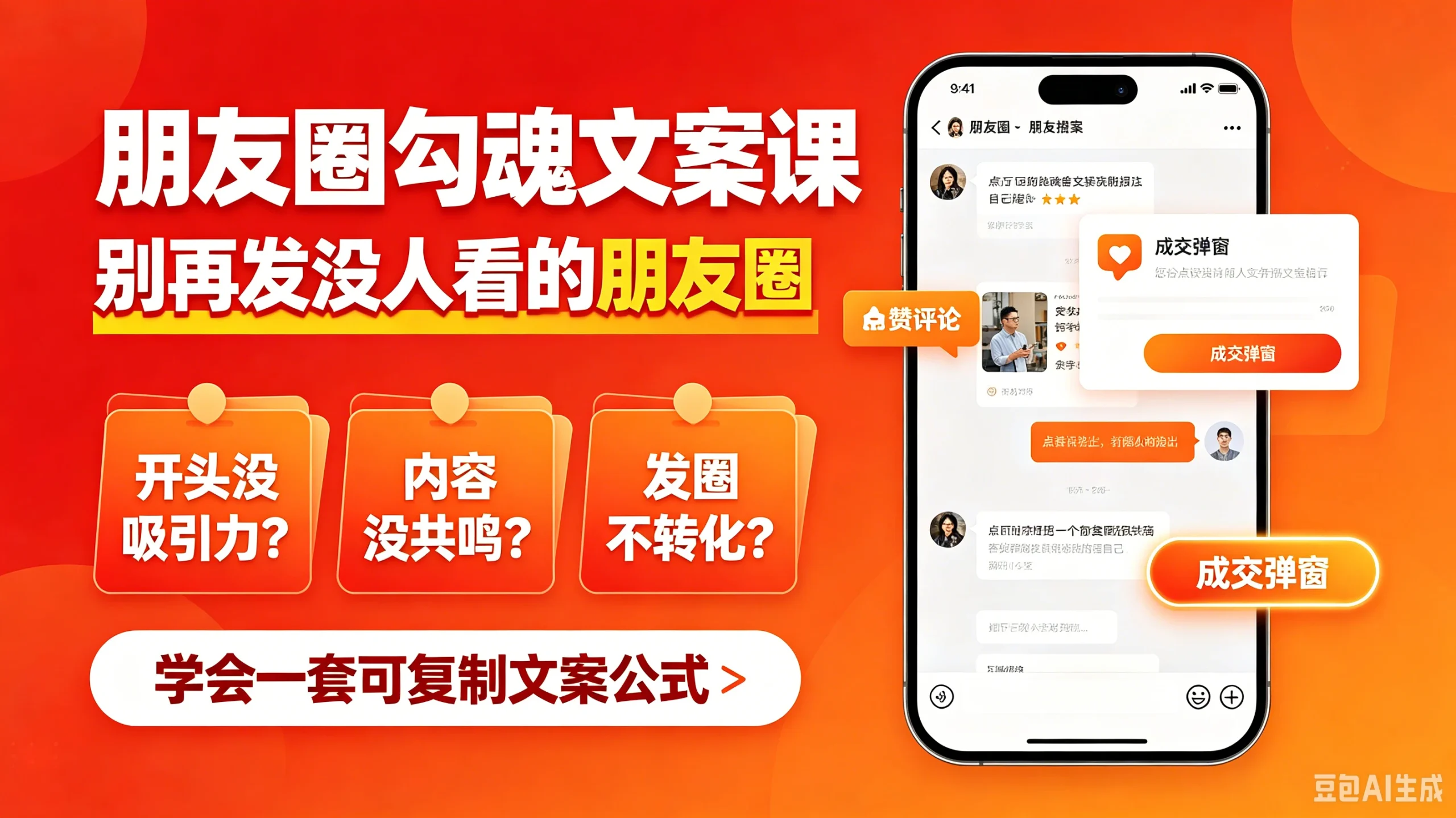 【精】朋友圈勾魂文案课，别再发没人看的朋友圈，学会一套可复制文案公式-啥好玩副业网