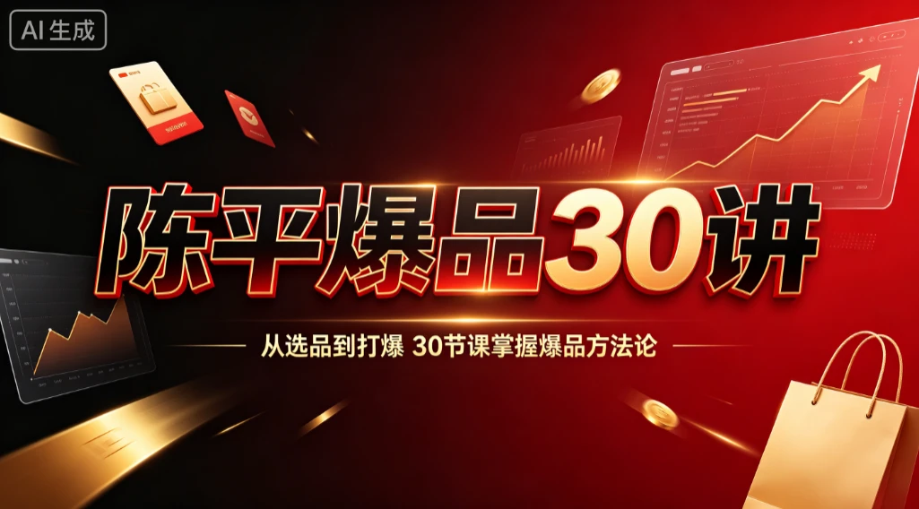 【精】陈平爆品30讲,从选品到打爆,30节课掌握爆品方法论-优优云网创
