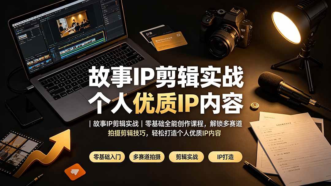 （19550期）故事IP剪辑实战｜零基础全能创作课程，解锁多赛道拍摄剪辑技巧，轻松打造个人优质IP内容-优优云网创