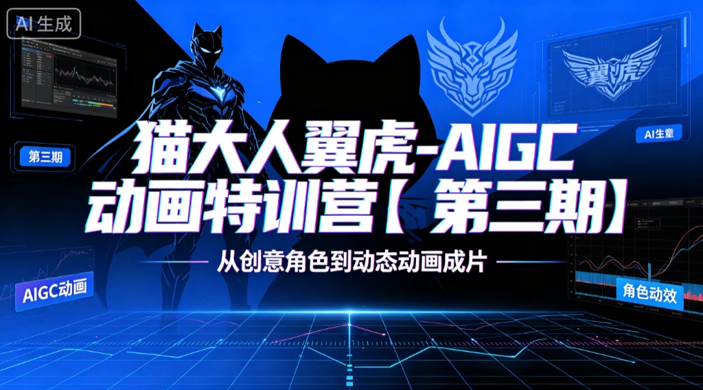 【精】猫大人翼虎-AIGC动画特训营【第三期】从创意角色到动态动画成片-优优云网创