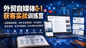 外贸自媒体0-1获客实战训练营｜谷歌精准搜客、海外全社媒获客、开发信撰写、报价收款、账号环境搭建、SOHO避坑全流程教程-优优云网创