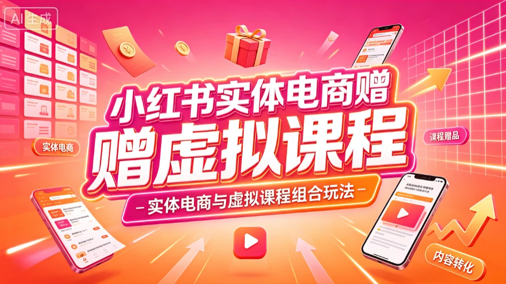 【精】小红书实体电商,实体电商增长玩法 搭配虚拟课程权益(赠虚拟课程)-优优云网创
