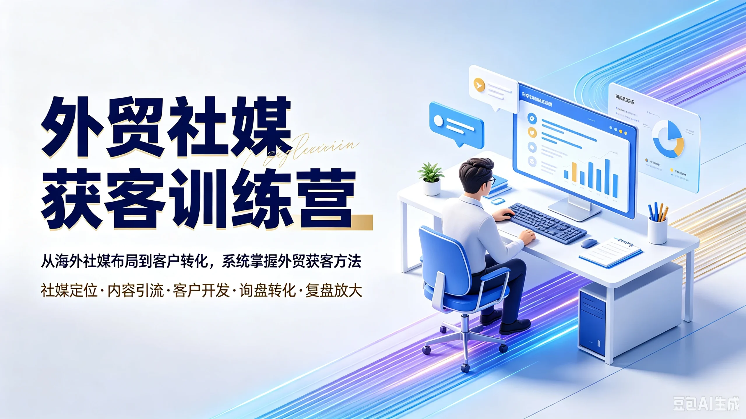 【精】外贸社媒获客训练营，从海外社媒布局到客户转化，系统掌握外贸获客方法，社媒定位、内容引流、客户开发、询盘转化、复盘放大-啥好玩副业网