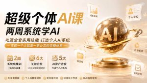 【精】超级个体AI课 两周系统学AI;吃透全套实用技能打造个人AI系统,实现一个人就是一家公司的完整体系-优优云网创