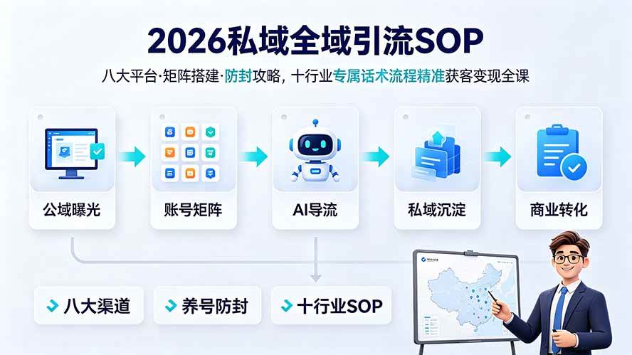 （19248期） 2026私域全域引流SOP｜八大平台·矩阵搭建·防封攻略，十行业专属话术流程精准获客变现全课-优优云网创
