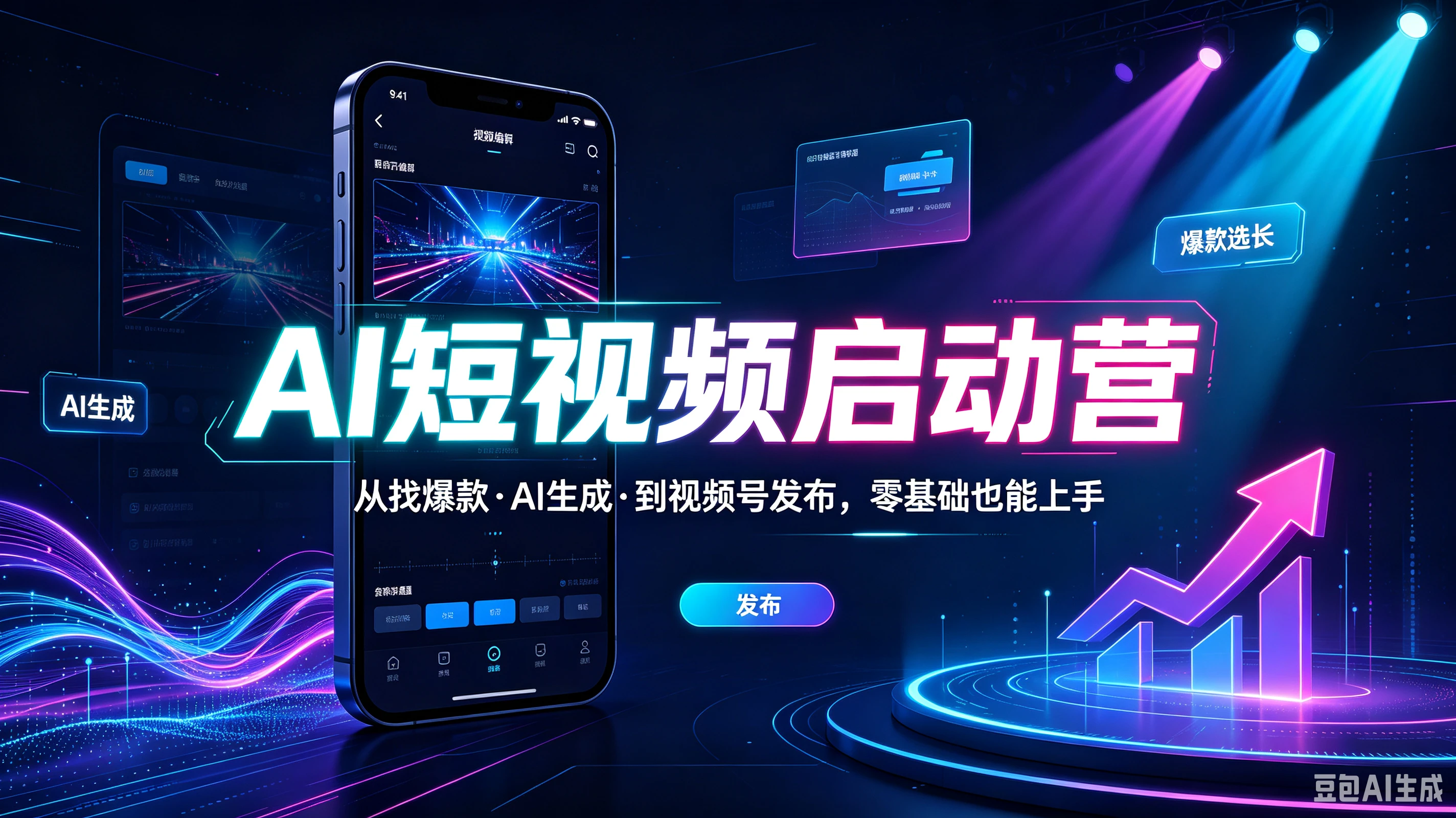 【精】AI短视频启动营，从找爆款·AI生成·到视频号发布，零基础也能上手-优优云网创