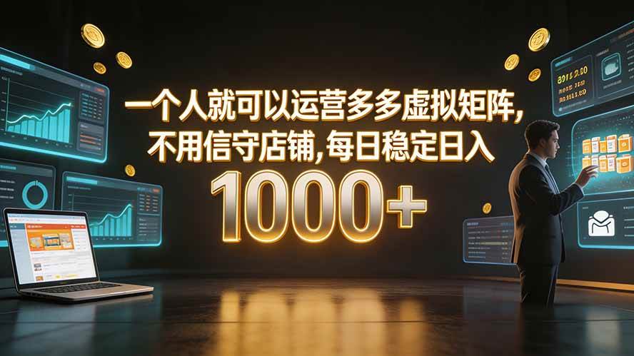 （19622期）一个人就可以运营多多虚拟矩阵，不用值守店铺，每日稳定日入 1000+-优优云网创
