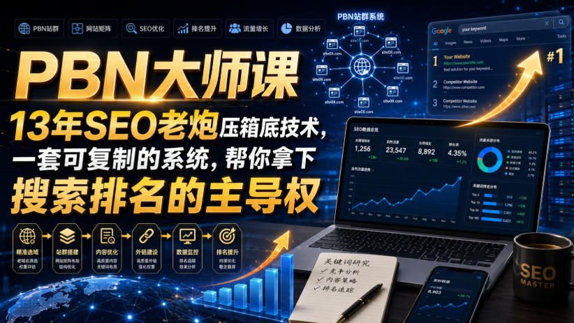 PBN大师课13年SEO老炮压箱底技术,一套可复制的系统,帮你拿下搜索排名的主导权【原创双语字幕】-优优云网创
