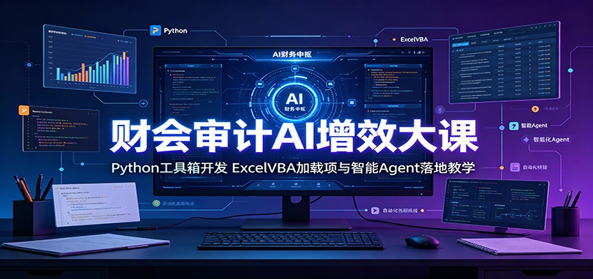 财会审计AI增效大课：Python工具箱开发，ExcelVBA加载项与智能Agent落地教学-优优云网创
