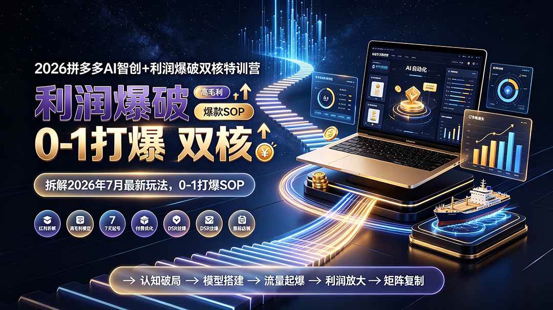 (19307期)2026拼多多AI智创+利润爆破双核特训营-拆解2026年7月最新玩法,0-1打爆SOP-优优云网创