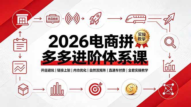 (19206期)2026电商拼多多进阶体系课,开店避坑,链接上架,内功优化,自然流矩阵|直通车付费|全套实操教学 (19206期)2026电商拼多多进阶体系课,开店避坑,链接上架,内功优化,自然流矩阵|直通车付费|全套实操教学