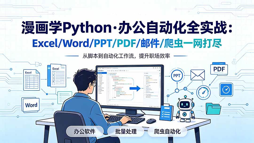 （19270期）漫画学python·办公自动化全实战：excel-word-ppt-pdf-邮件-爬-免费资源