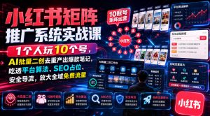 小红书矩阵推广系统实战课|1个人玩10个号,ai批量-免费资源