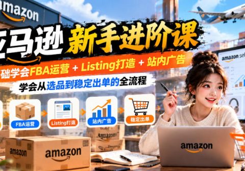 亚马逊新手进阶课,0基础学会FBA运营+Listing打造+站内广告,学会从选品到稳定出单的全流程-免费资源