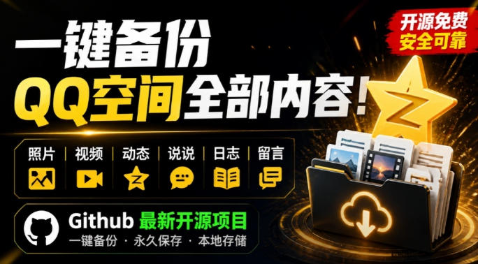 一键将你qq空间全部内容备份下来！照片-视频-动态-免费资源
