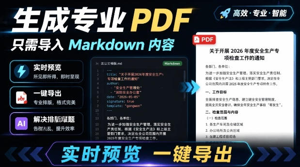 只需导入markdown内容，实时预览一键导出专业pdf！轻松解-免费资源