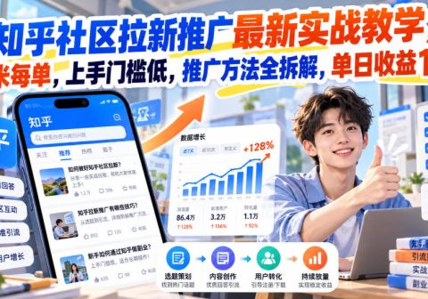 知乎社区拉新推广最新实战教学，6米每单，上手门槛低，推广方法全拆解，单日收益1K+！(更新1021)-免费资源