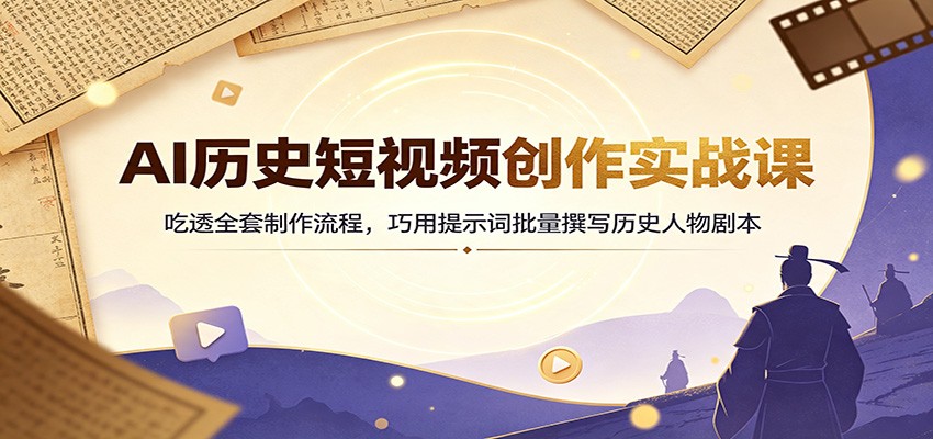 ai历史短视频创作实战课：吃透全套制作流程，巧用-免费资源