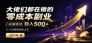 大佬们都在做的零成本副业,实操落地日入500,小-免费资源