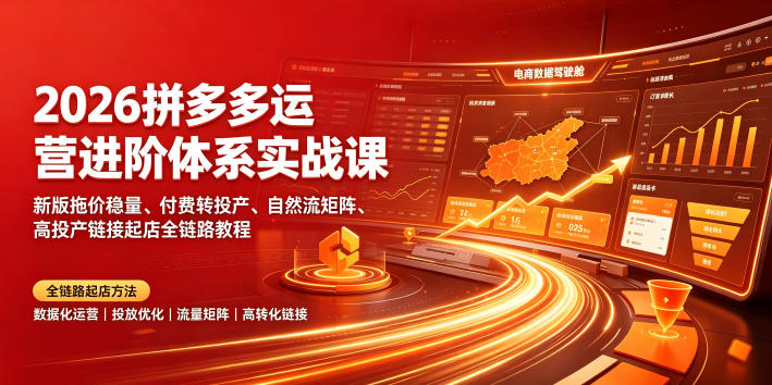 2026拼多多运营进阶体系实战课｜新版拖价稳量、付-免费资源
